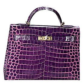 Hermes Kelly 28 Crocodile Leather Purple 608150