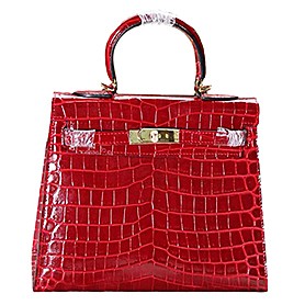 Hermes Kelly 28 Crocodile Leather Red 608151