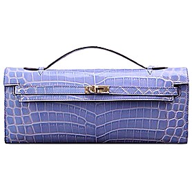Hermes Kelly Longue Clutch Crocodile Leather Light Purple 608172
