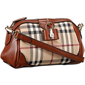 Burberry Haymarket Check Crossbody Bag Tan  608262