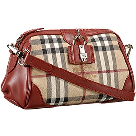 Burberry Haymarket Check Crossbody Bag Parade Red  608263