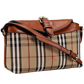 Burberry Small Horseferry Check Crossbody Bag Honey Tan  608268