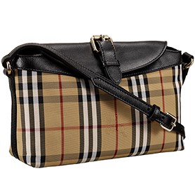 Burberry Small Horseferry Check Crossbody Bag Honey Black  608270
