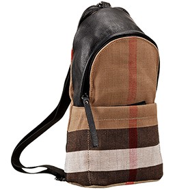 Burberry Man Single Strap Canvas Check Backpack Black 608271
