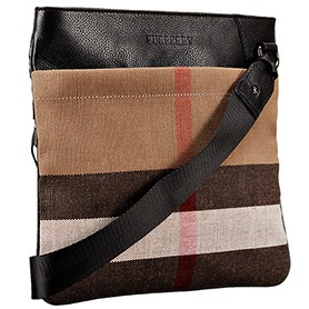 Burberry Man Canvas Check Crossbody Bag Black  608272