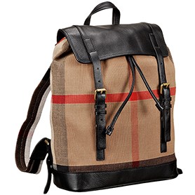Burberry Man Canvas Check Backpack Saddle Black  608274