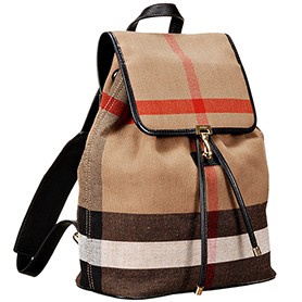 Burberry Canvas Check Backpack Honey Black  608280