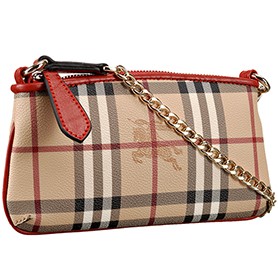 Burberry Haymarket Check Wristlet Parade Red  608282