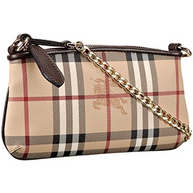 Burberry Haymarket Check Wristlet Chocolate  608283