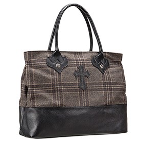 Chrome Hearts Brown Tweed Handbag 607424