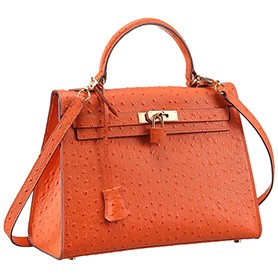 Hermes Kelly 32 Orange Ostrich Leather 607480