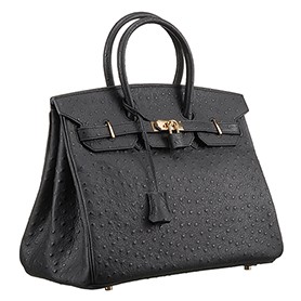 Hermes Birkin 35 Black Ostrich Leather 607482