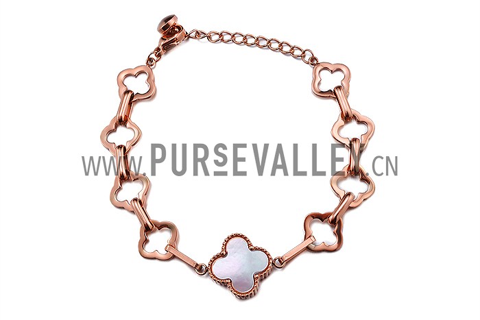 Van Cleef Vintage Alhambra Mother Of Pearl Rose Gold Bracelet