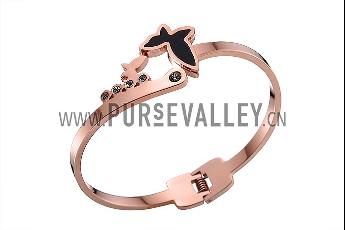 Van Cleef Alhambra Butterfly Motif Rose Gold Bangle Bracelet
