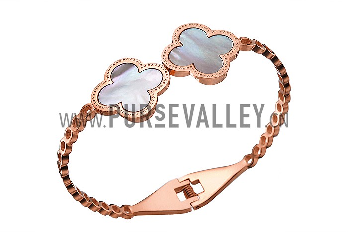 Van Cleef Vintage Alhambra Clover Motifs Rose Gold Bangle Bracelet