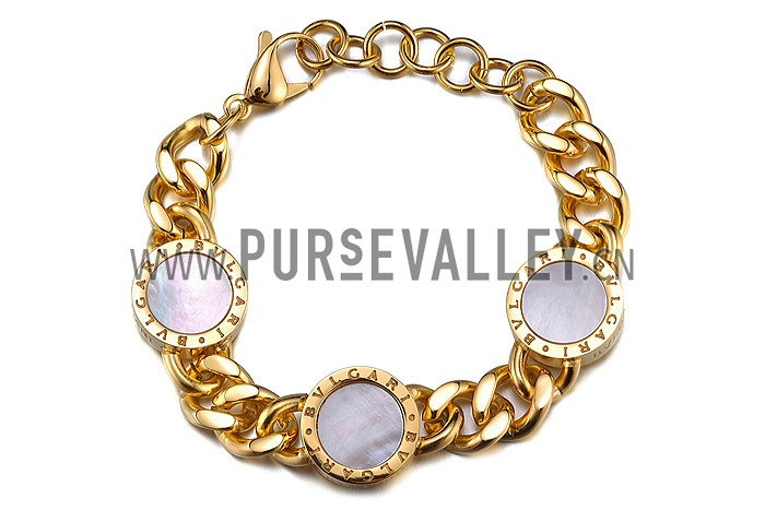 Bvlgari Gold Mother Of Pearl And White Onyx Bracelet