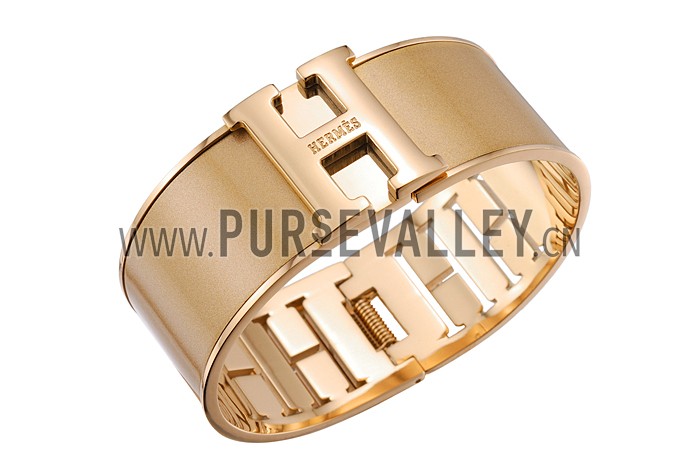 Hermes H Bracelet Cream Enamel Gold Handware 700557