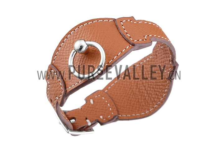 Hermes Bangle Silver Hardware Bracelet Tan