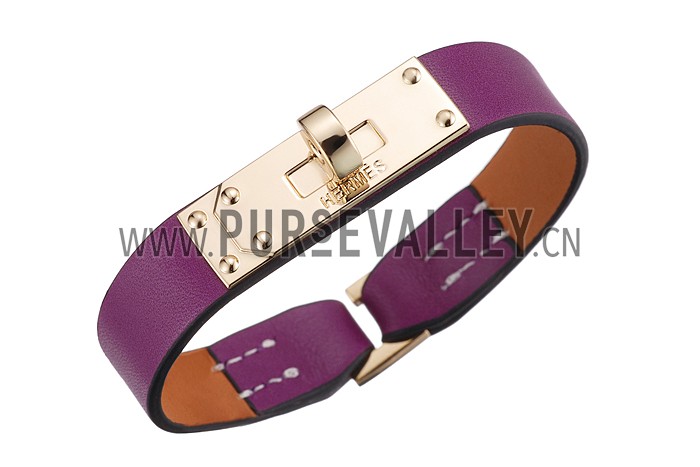 Hermes Micro Kelly Gold Hardware Bracelet Purple