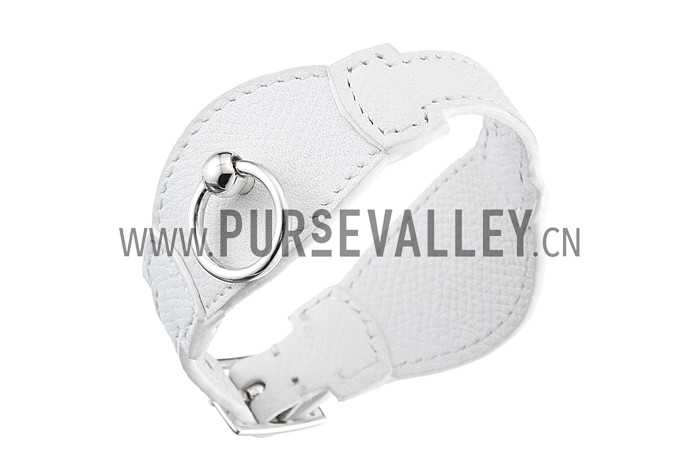 Hermes Bangle Silver Hardware Bracelet White