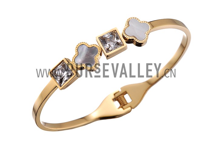 Van Cleef Alhambra White Mother-Of-Pearl Gold Bracelet 700584