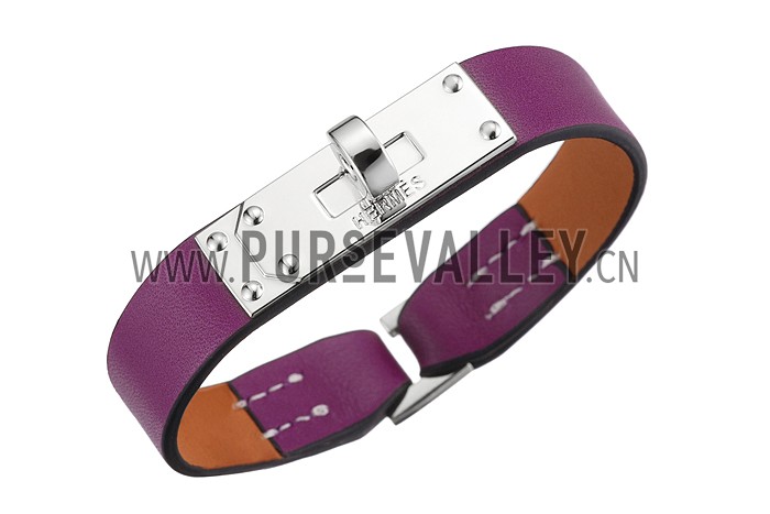 Hermes Micro Kelly Silver Hardware Bracelet Purple