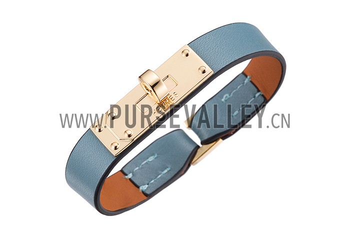 Hermes Micro Kelly Gold Hardware Bracelet Blue