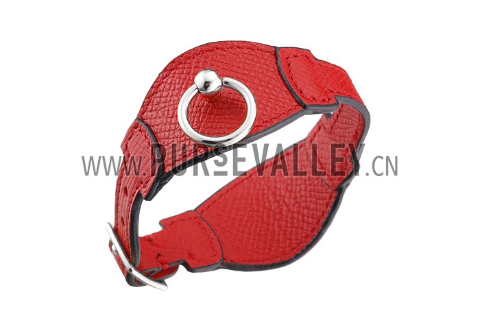 Hermes Bangle Silver Hardware Bracelet Red