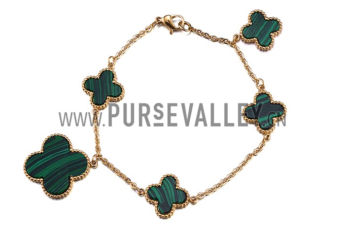 Van Cleef Magic Alhambra Malachite Gold Bracelet
