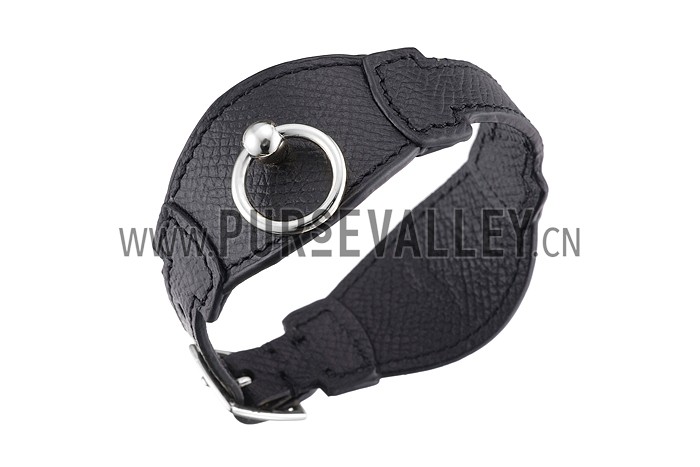 Hermes Bangle Silver Hardware Bracelet Black