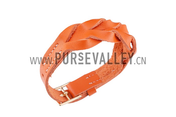 Hermes Hippique Gold Hardware Bracelet Orange