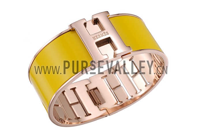 Hermes H Bracelet Yellow Enamel Rose Gold Handware 700546