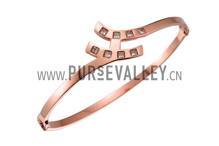 Hermes Diamond H Rose Gold Bangle 700609