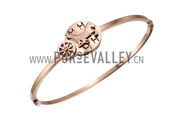 Hermes Horse & Carriage Motif Rose Gold Bracelet 700612