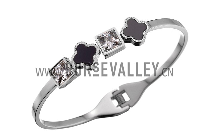 Van Cleef Alhambra Onyx Silver Bracelet 700589