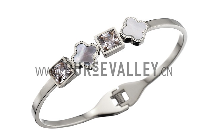 Van Cleef Alhambra White Mother-Of-Pearl Silver Bracelet 700586