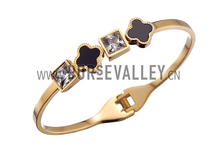 Van Cleef Alhambra Onyx Gold Bracelet 700587