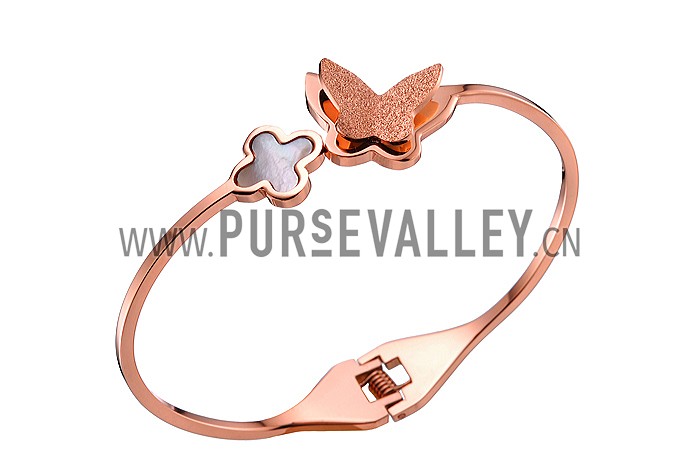 Van Cleef Alhambra Vintage Butterfly Rose Gold Bangle Bracelet
