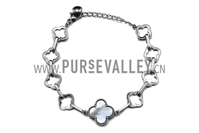 Van Cleef Vintage Alhambra Mother Of Pearl Silver Bracelet