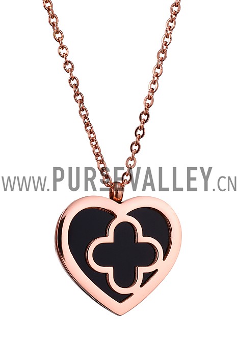 Van Cleef Sweet Alhambra Heart And Clover Mini Pendant Silver Necklace