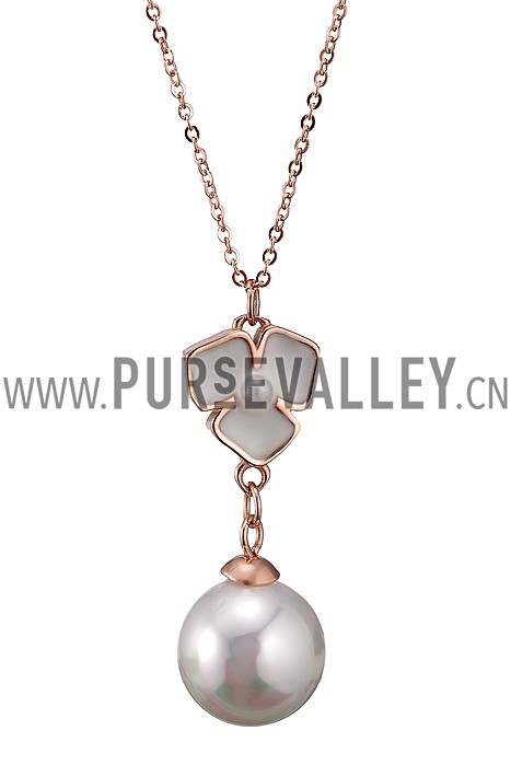 Van Cleef Sweet Alhambra Clover Pearl Pendant Rose Gold Necklace