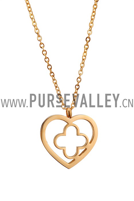 Van Cleef Byzantine Alhambra Clover Pendant Gold Necklace