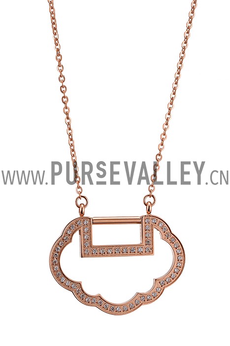 Cartier Rose Gold Necklace Cloud Diamond Encrusted Pendant