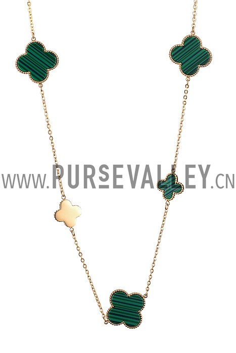 Van Cleef Lucky Alhambra 5 Clover Motifs Long Necklace
