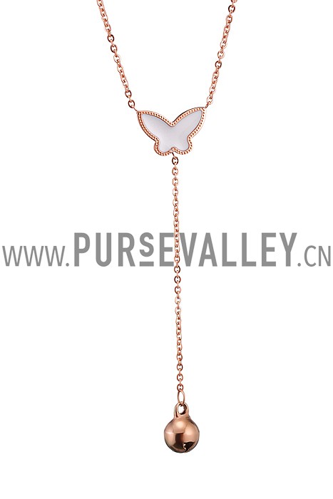 Van Cleef Magic Alhambra Mini Butterfly Pendant Rose Gold Necklace