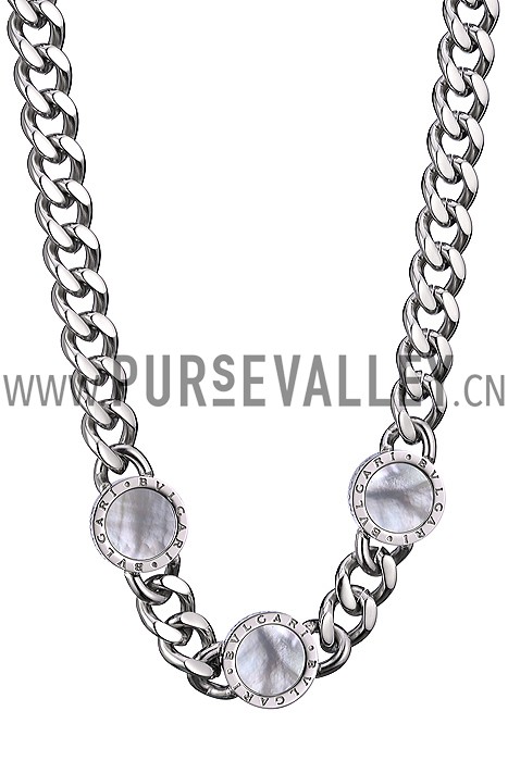Bvlgari Silver Mother Of Pearl And White Onyx Necklace