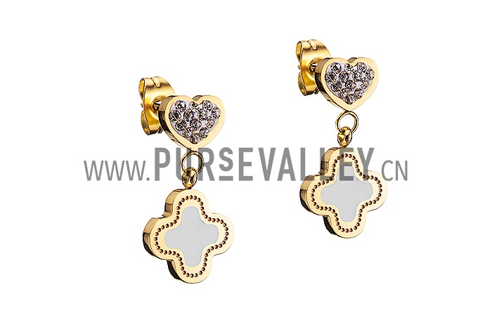 Van Cleef Magic Alhambra Heart And Clover Rose Gold Earrings