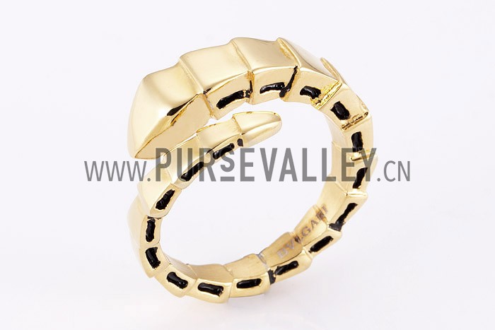 Bvlgari Replica Segmented Black Enamel Marked Gold Snake Ring