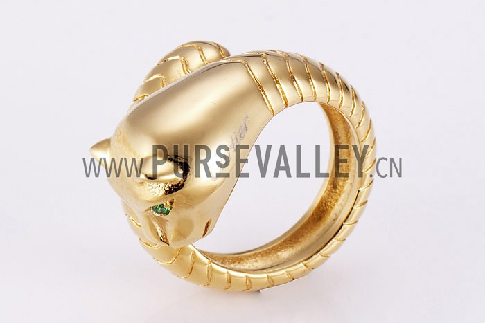 Cartier Replica Leopard Head Cutwork Spiral Gold Ring