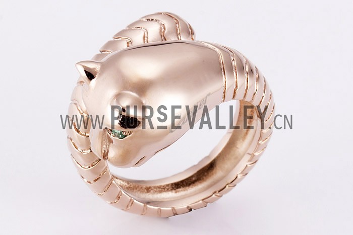 Cartier Replica Leopard Head Cutwork Spiral Rose-Gold Ring